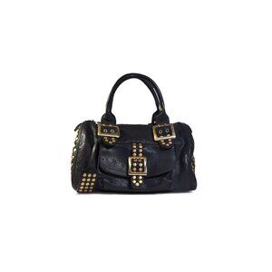 Be & D Studded Black Leather Satchel